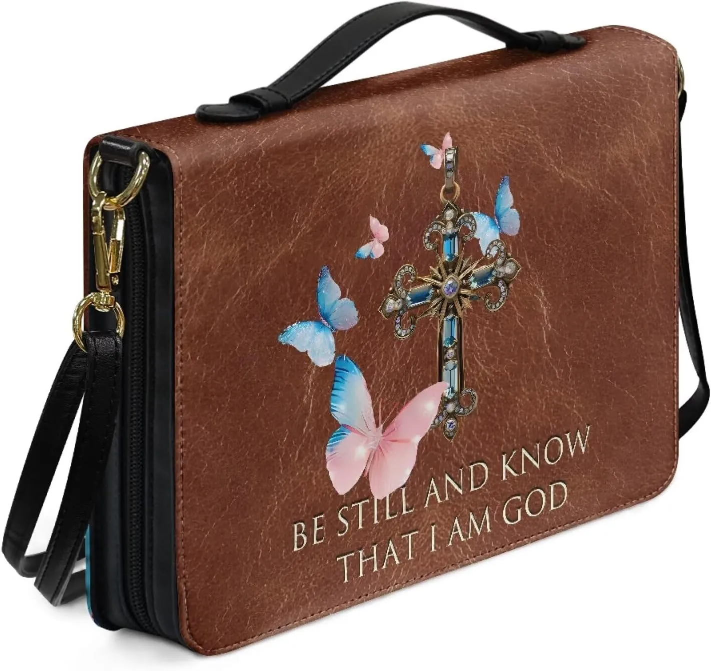Womens Mens Bible Cover Case Leather Bible Carrying Bag Portable Church Protective for Christian Size M-2XL
