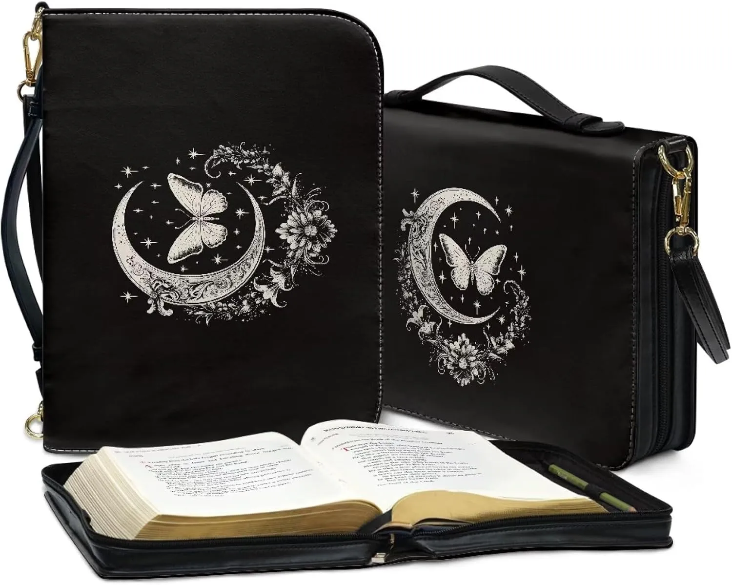 Womens Mens Bible Cover Case Leather Bible Carrying Bag Portable Church Protective for Christian Size M-2XL