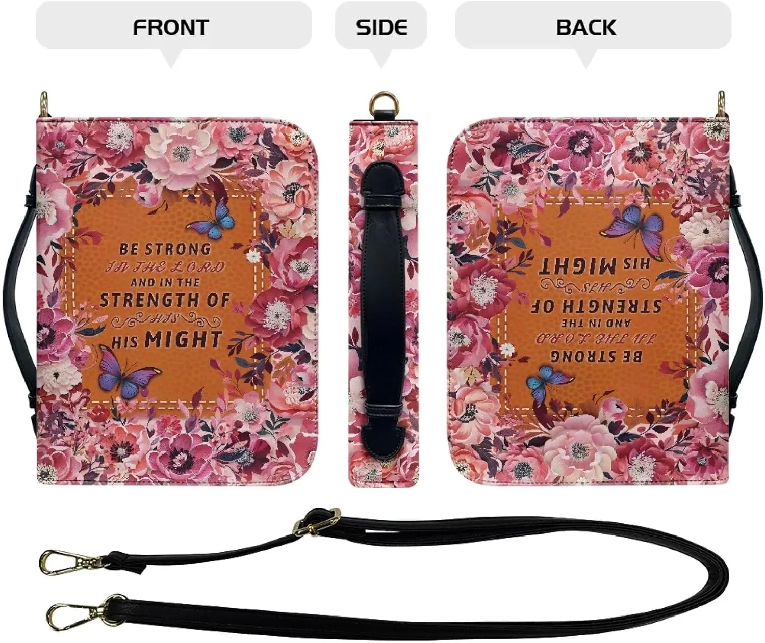 Womens Mens Bible Cover Case Leather Bible Carrying Bag Portable Church Protective for Christian Size M-2XL