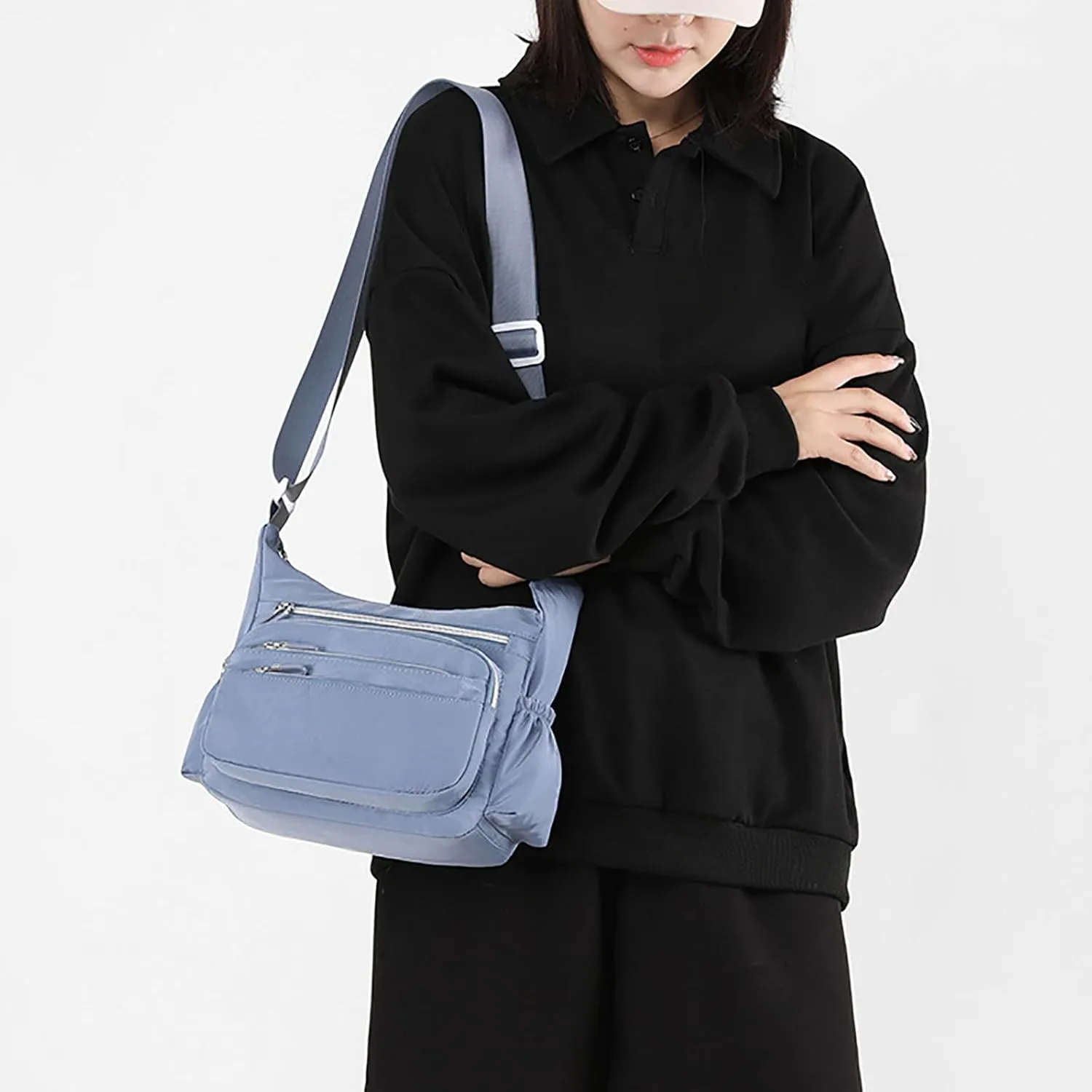 Womens Pocket Casual Crossbody Bag Ladies Shoulder Messenger Bags Handbag For Daily Use Travel Mens (BU1, One Size)