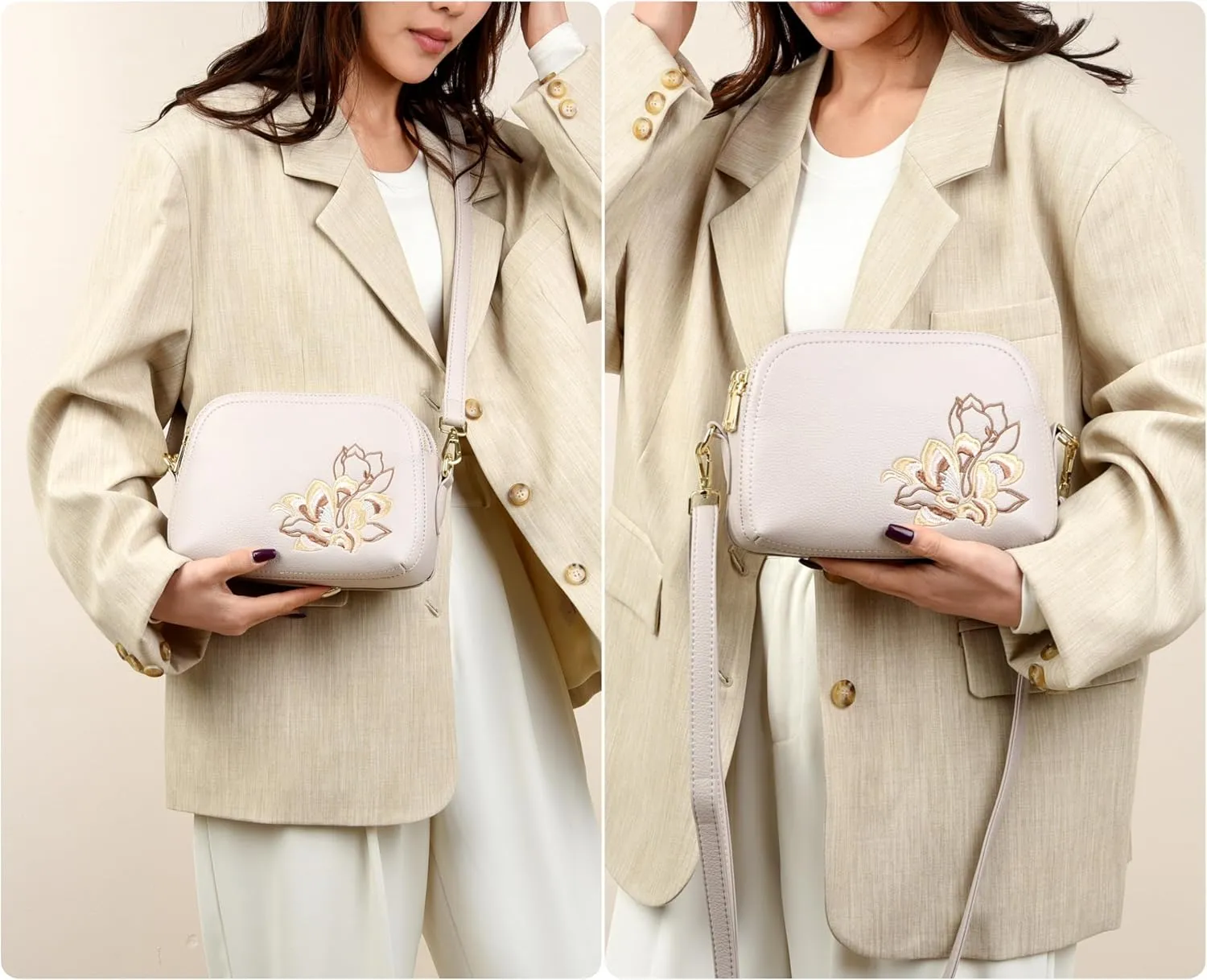 Women’s Shoulder Bag Satchel Bags Embroidered Designer Purse Vegan Leather Cell Phone Purse