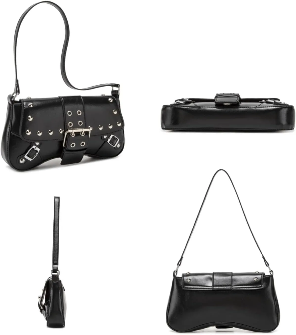 Women's Shoulder Bag Y2K Purses 90s Studded Rivet Punk Handbag Red Leather Purses summer bags for women 2025 trendy