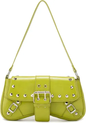 Women's Shoulder Bag Y2K Purses 90s Studded Rivet Punk Handbag Red Leather Purses summer bags for women 2025 trendy