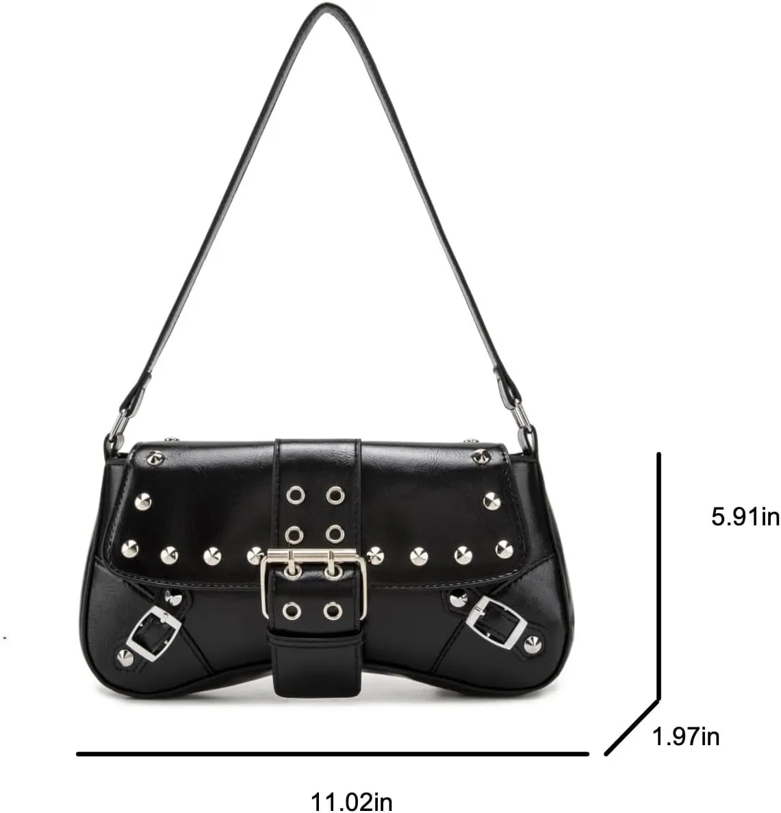 Women's Shoulder Bag Y2K Purses 90s Studded Rivet Punk Handbag Red Leather Purses summer bags for women 2025 trendy