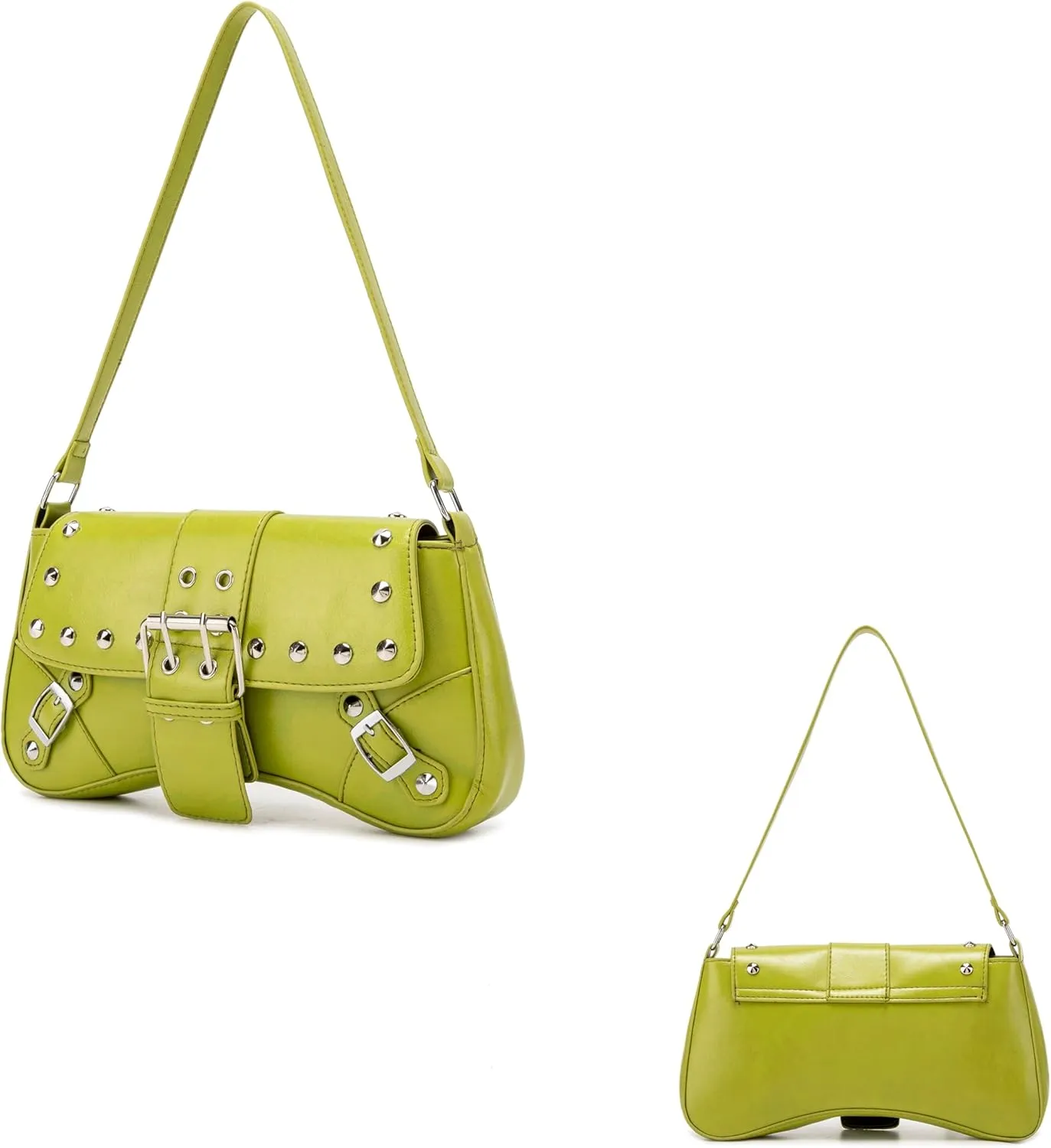 Women's Shoulder Bag Y2K Purses 90s Studded Rivet Punk Handbag Red Leather Purses summer bags for women 2025 trendy