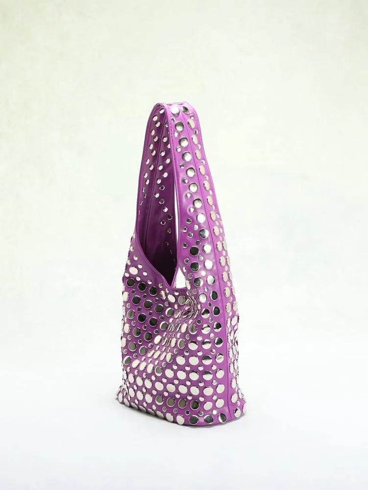 Women's Studded Shoulder Bag Soft PU Leather Y2k 90s Punk Tote Bags Streetwear Underarm Purse Top-handle Hobo Handbag