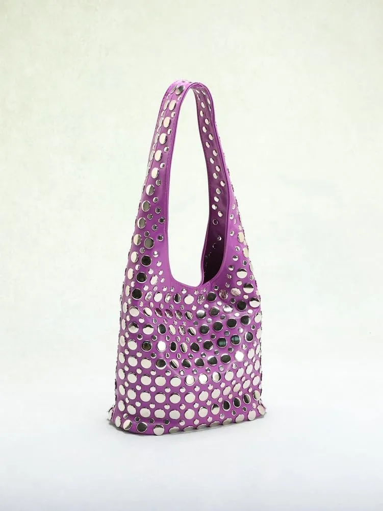 Women's Studded Shoulder Bag Soft PU Leather Y2k 90s Punk Tote Bags Streetwear Underarm Purse Top-handle Hobo Handbag