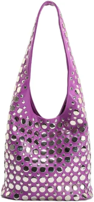 Women's Studded Shoulder Bag Soft PU Leather Y2k 90s Punk Tote Bags Streetwear Underarm Purse Top-handle Hobo Handbag