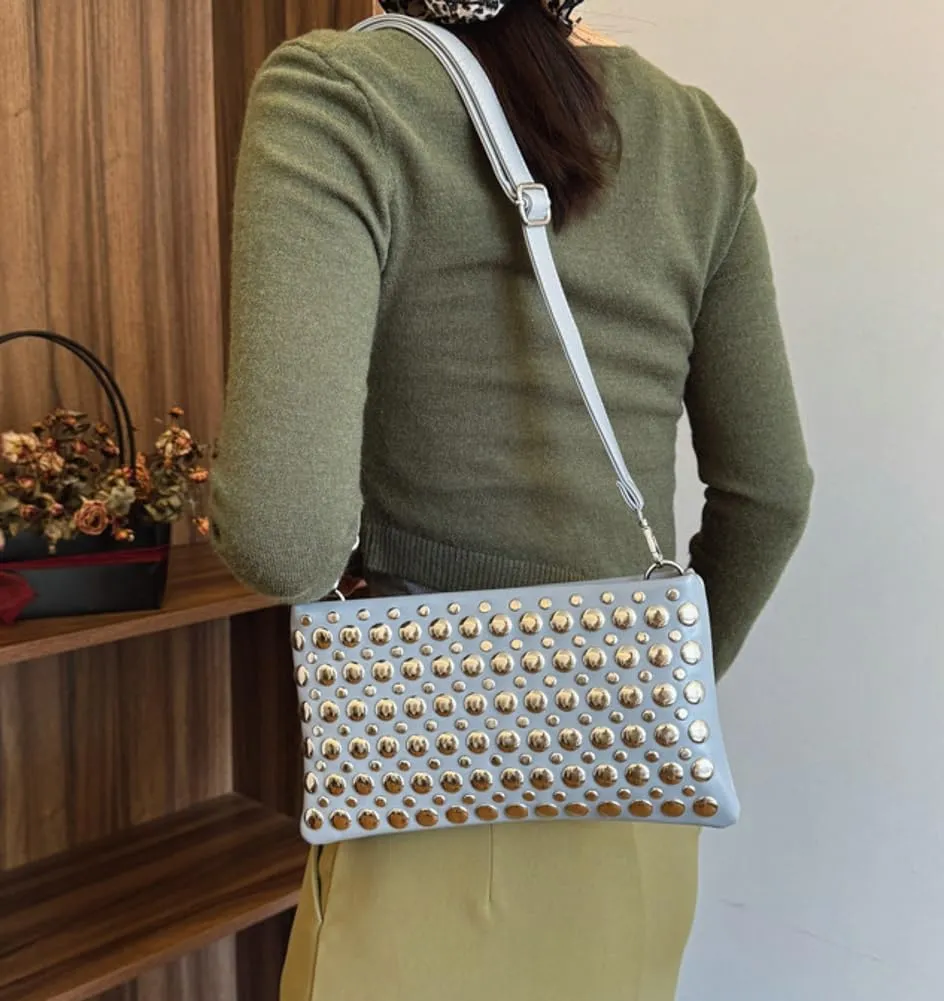 Women's Studded Shoulder Bag Soft PU Y2k Punk Tote Bags Streetwear Underarm Purse Top-handle Hobo Handbag 2025
