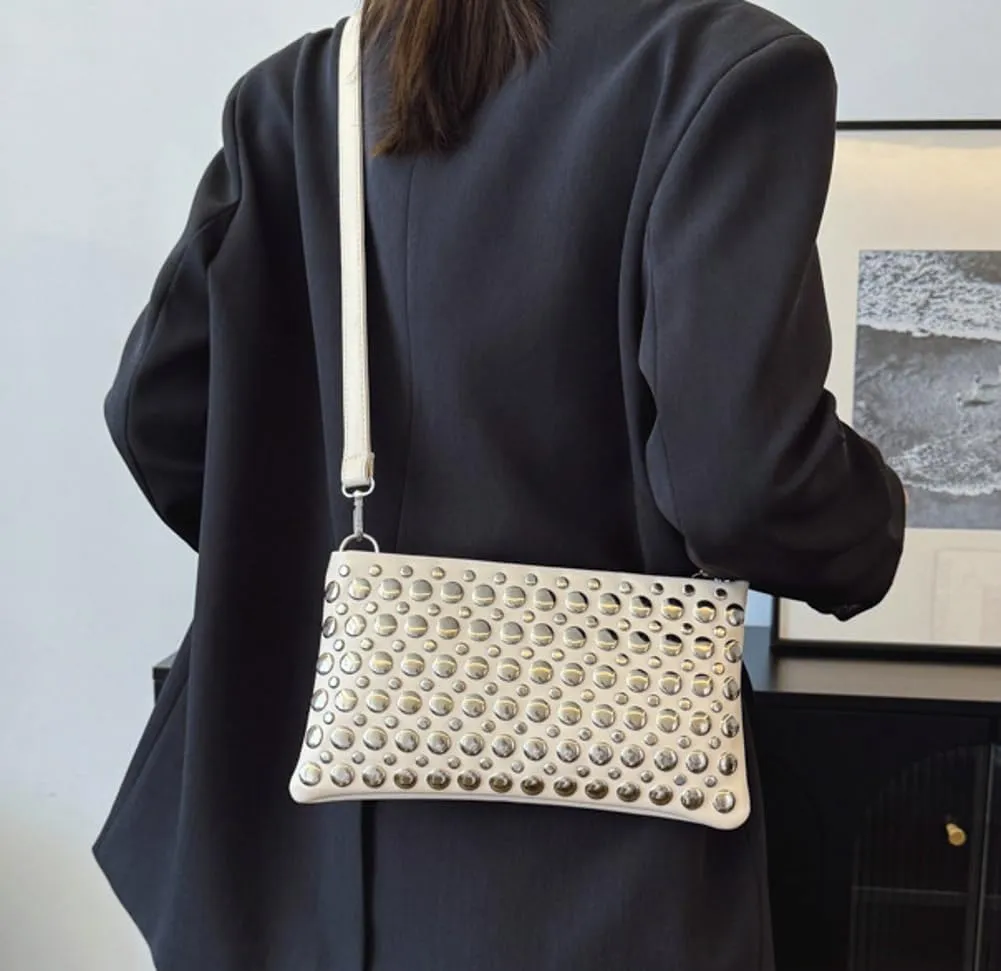 Women's Studded Shoulder Bag Soft PU Y2k Punk Tote Bags Streetwear Underarm Purse Top-handle Hobo Handbag 2025