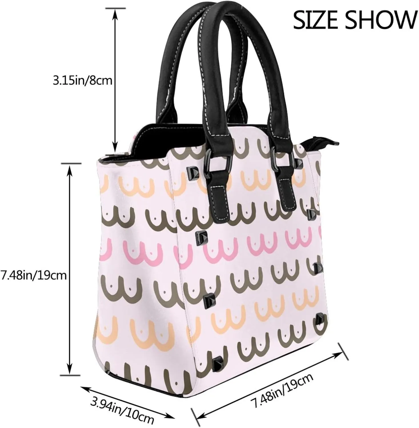 Womens Studded Tote Handbags Top Casual Shoulder Bags Satchel Purse