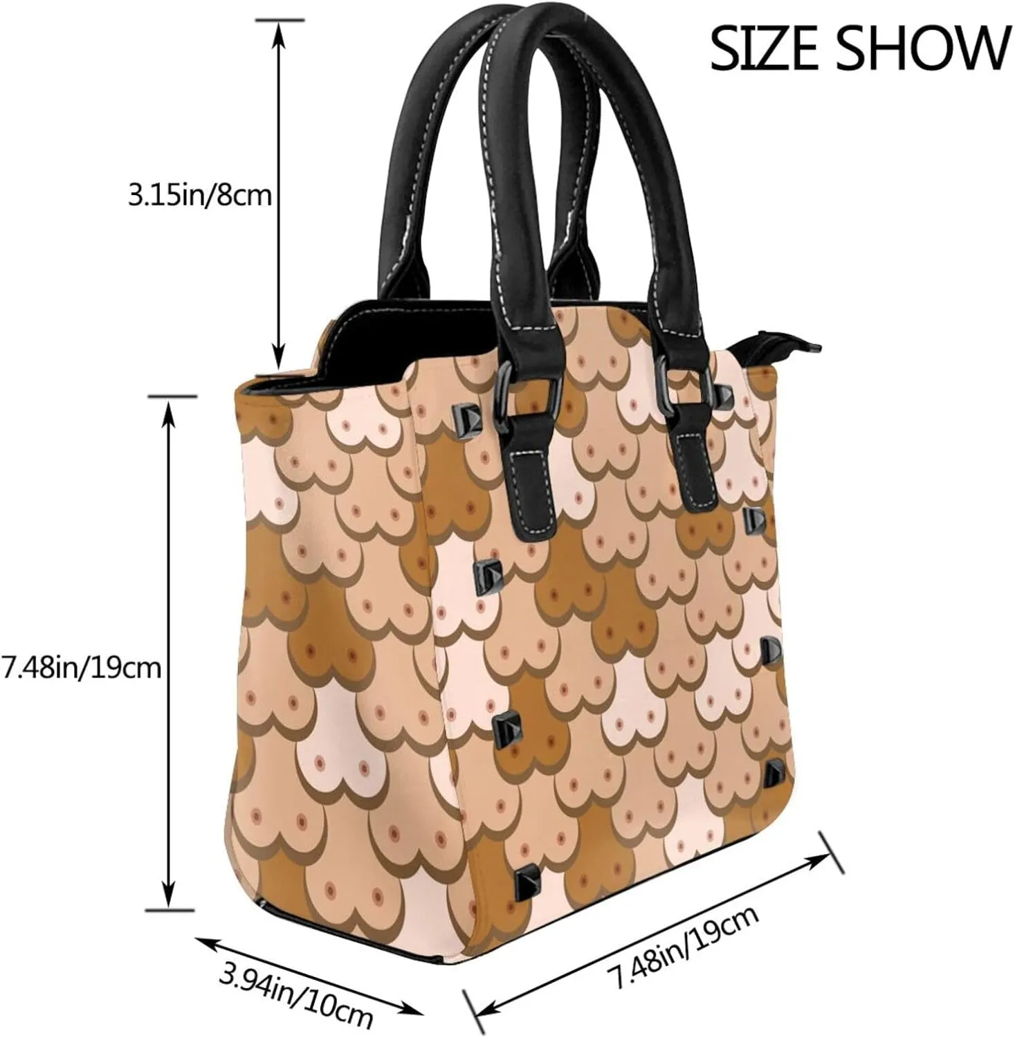 Womens Studded Tote Handbags Top Casual Shoulder Bags Satchel Purse
