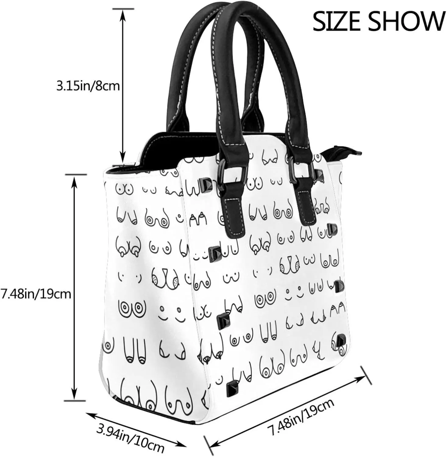 Womens Studded Tote Handbags Top Casual Shoulder Bags Satchel Purse