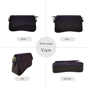 Women’s Suede Flap Shoulder Bag Small Trendy Saddle Crossbody Purses