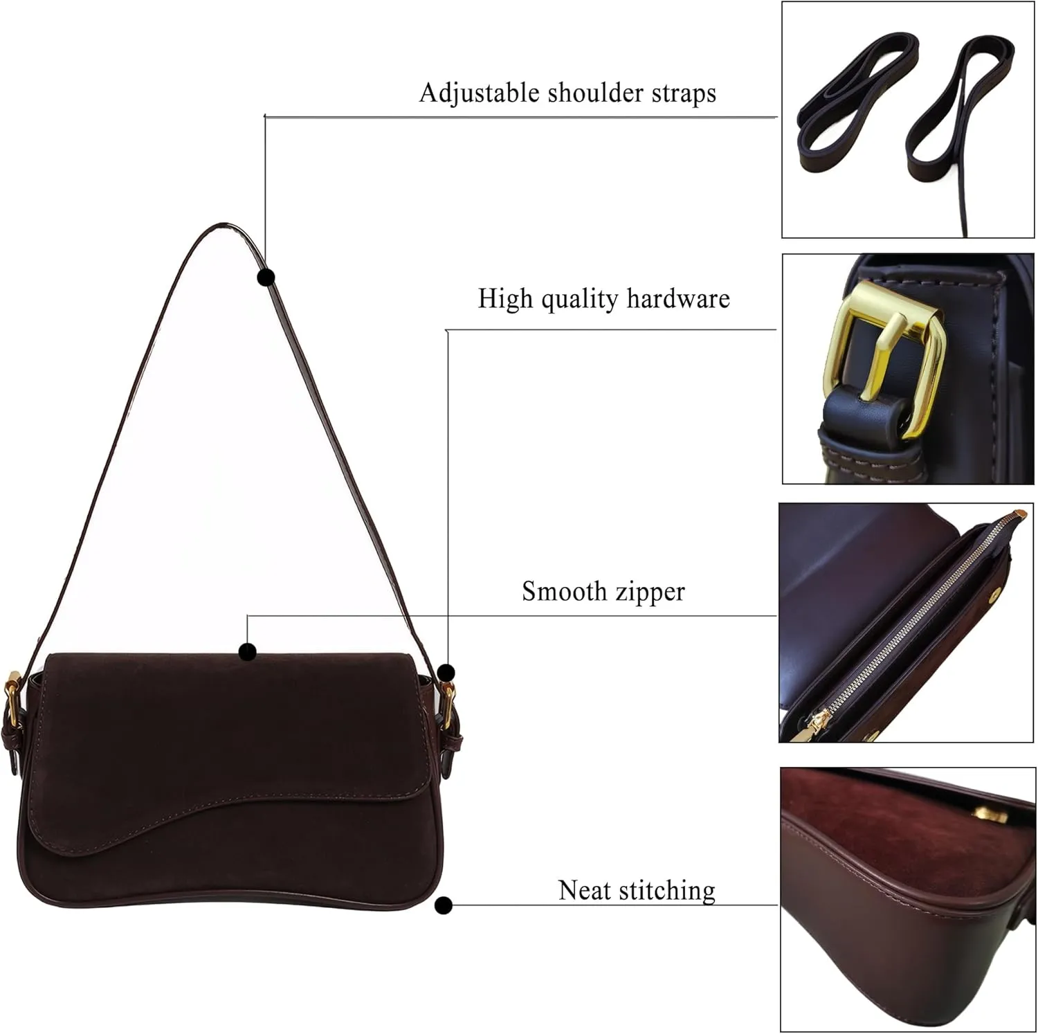 Women’s Suede Flap Shoulder Bag Small Trendy Saddle Crossbody Purses