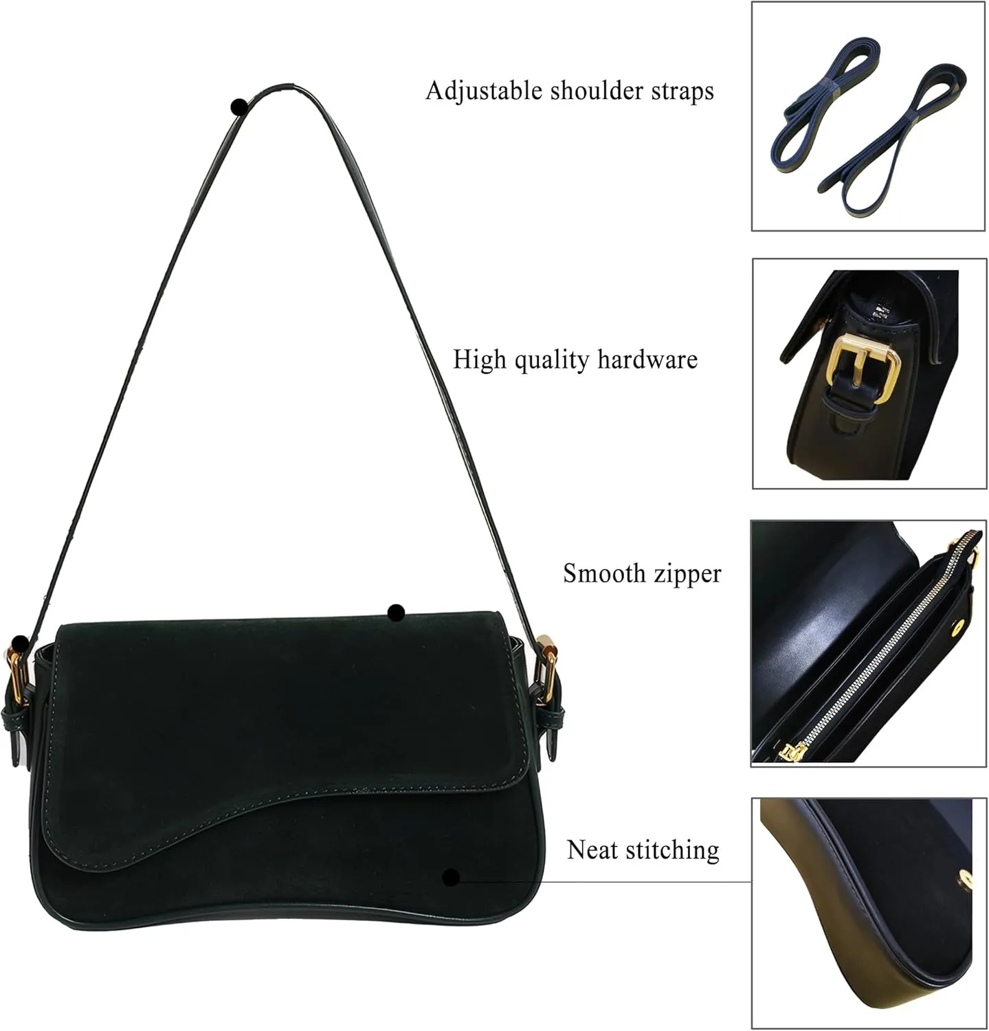 Women’s Suede Flap Shoulder Bag Small Trendy Saddle Crossbody Purses