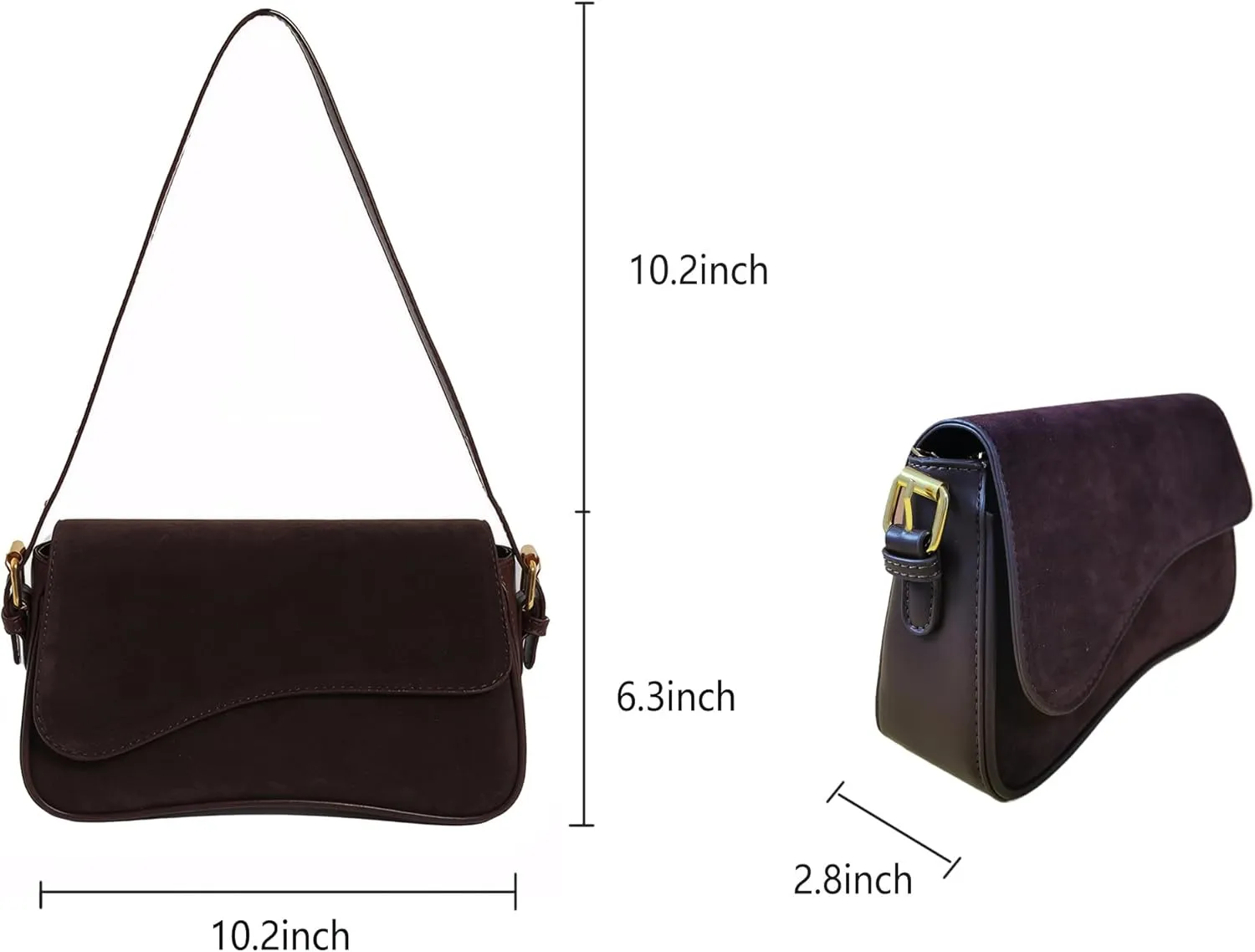 Women’s Suede Flap Shoulder Bag Small Trendy Saddle Crossbody Purses