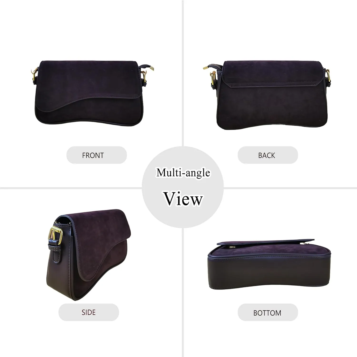 Women’s Suede Flap Shoulder Bag Small Trendy Saddle Crossbody Purses