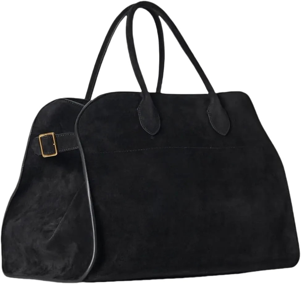 Women's Suede Tote Bag – Large-Capacity Vintage Satchel, Brown Top-Handle Bag for Work and Travel