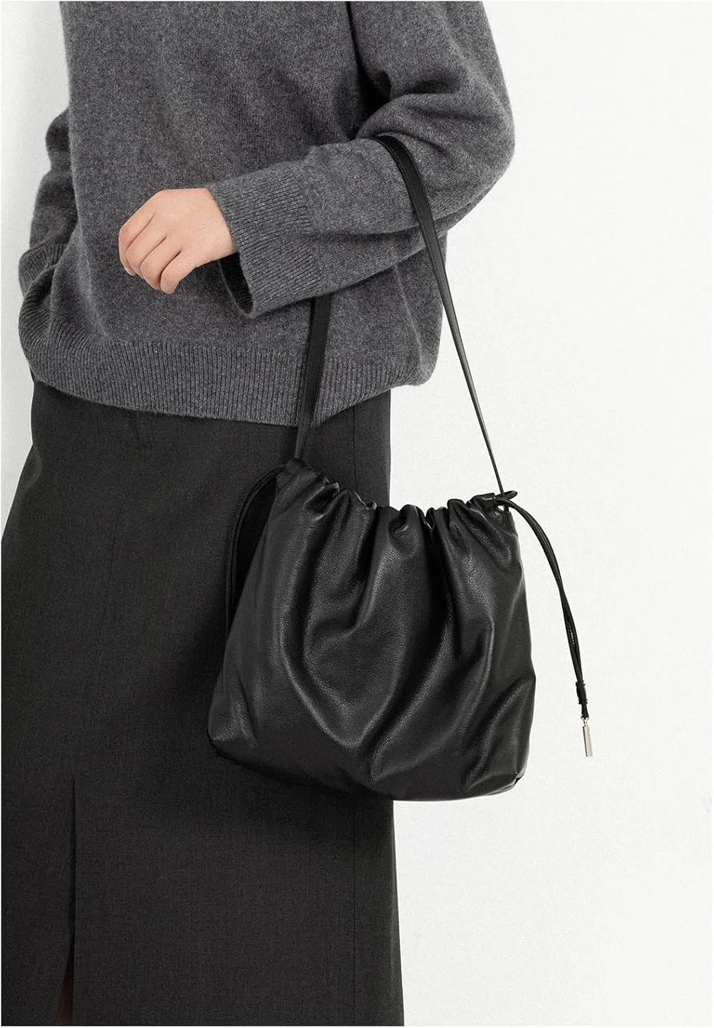 Women's Top Layer Cowhide Leather Cloud Bag Minimalist Large Capacity Shoulder Crossbody Bag Chic Stylish Versatile