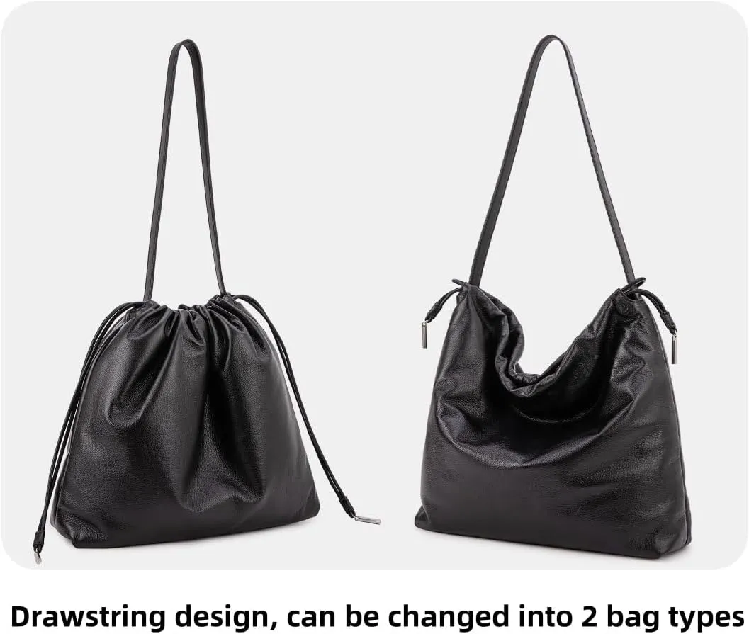 Women's Top Layer Cowhide Leather Cloud Bag Minimalist Large Capacity Shoulder Crossbody Bag Chic Stylish Versatile