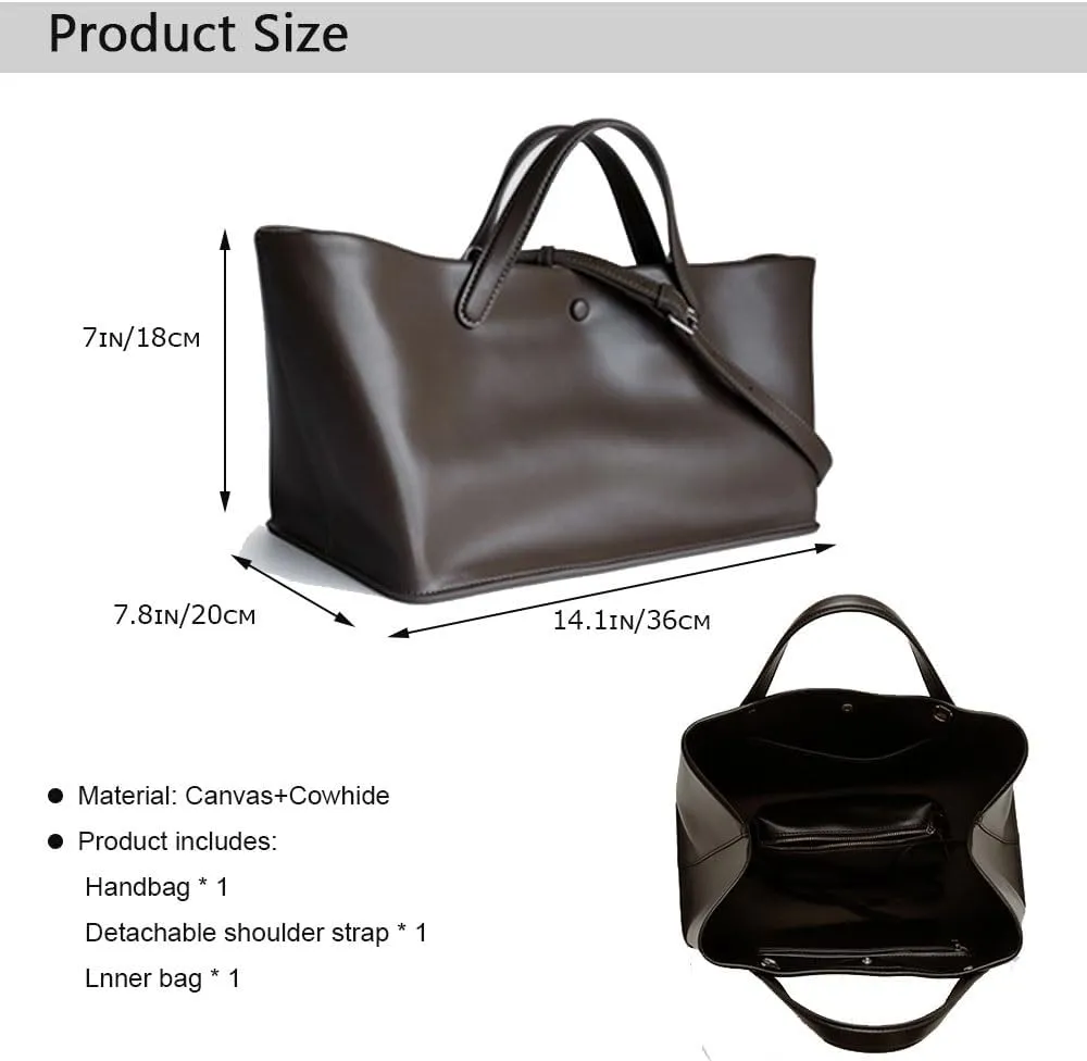 Women's Tote Bag, Commuting Handbags with Leather Shoulder Strap, Designer Oversized Totes Top Handle Handbag