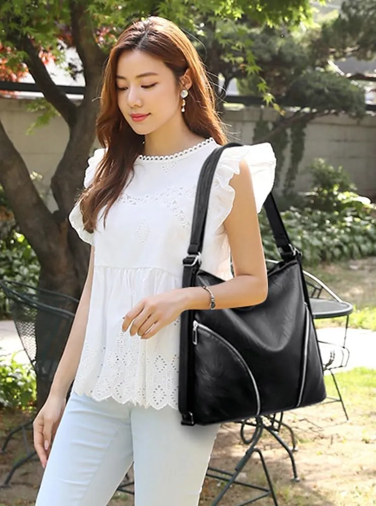 Women's Vegan Leather Tote Bag Large Y2K Shoulder Crossbody Bag Trendy Handbag Top Handle Purse Satchel