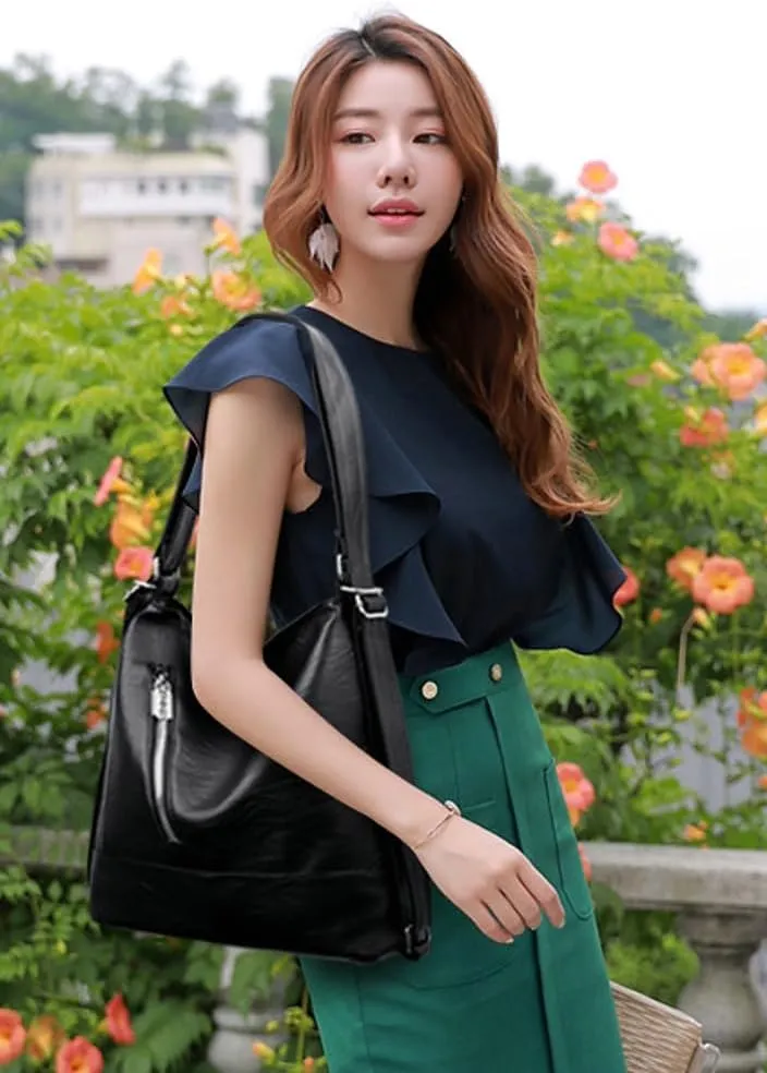 Women's Vegan Leather Tote Bag Large Y2K Shoulder Crossbody Bag Trendy Handbag Top Handle Purse Satchel