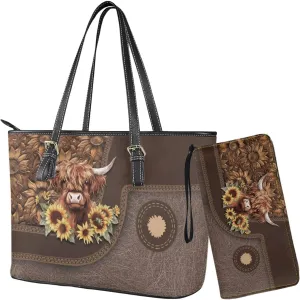 Womens Wallet and Purse Set Tote Bag Hobo Shoulder Handbag with Matching Purse Pu Leather Top Handle Handbag