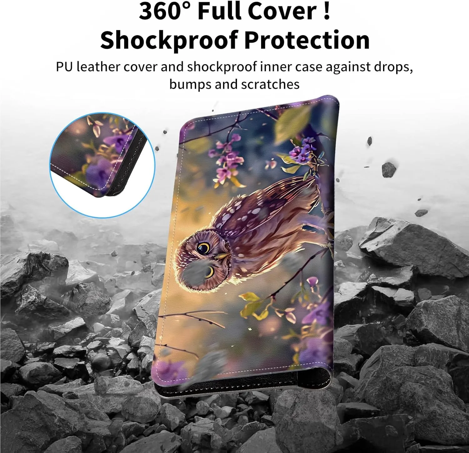 Women's Wallets,Thin Wallet for Women Leather Wallet RFID Blocking Clutch Long Wallet for Women Card Holder Phone Organizer Ladies Travel Purse with Magnetic Clasp,Cute Owl Purple