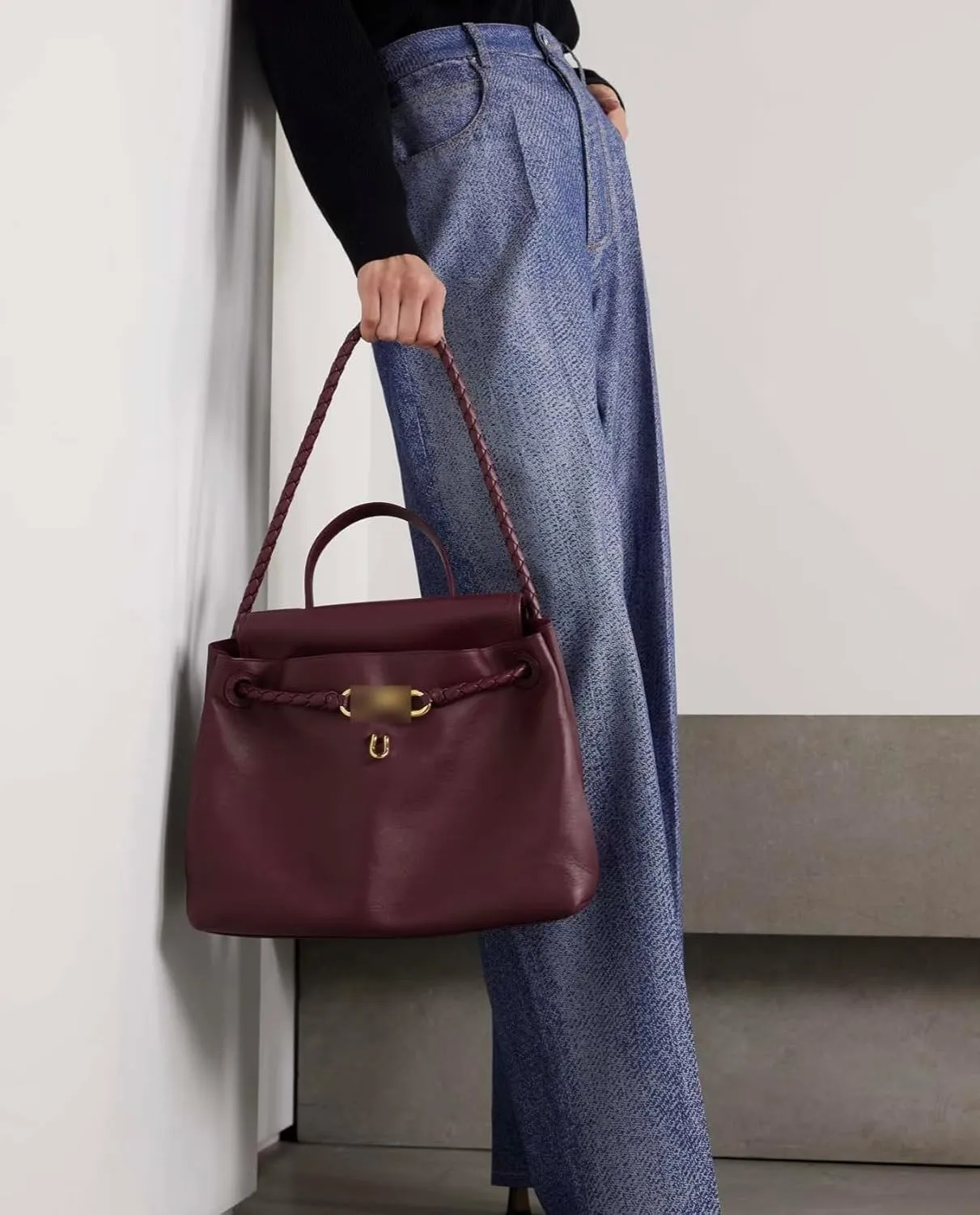 Women's Woven Bags, Crossbody Bags Fashion Women's Leather Tote Bag - Medium Crossbody with Bow, Trendy Handbags