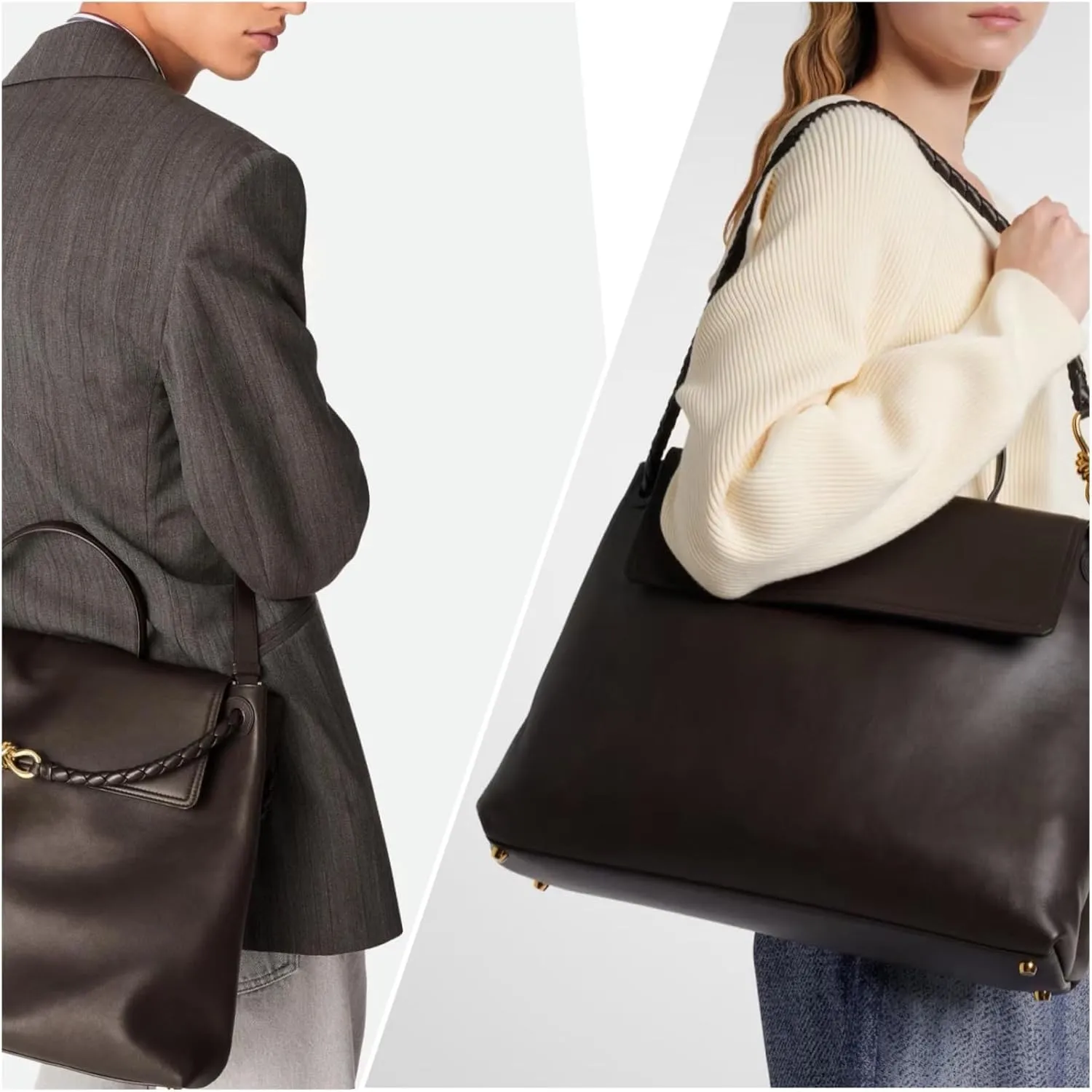 Women's Woven Bags, Crossbody Bags Fashion Women's Leather Tote Bag - Medium Crossbody with Bow, Trendy Handbags