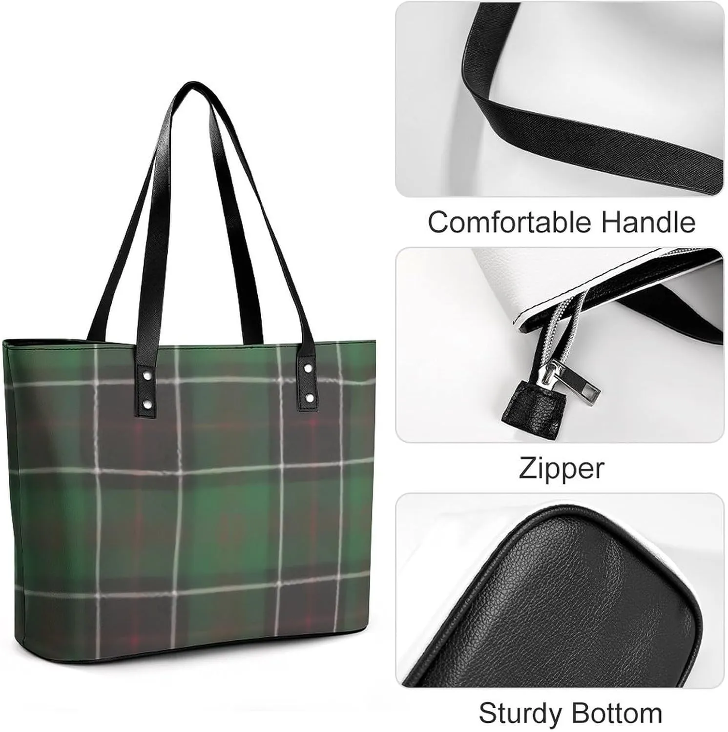 Wooden Wood Planks Large Capacity Portable Leather Handbag