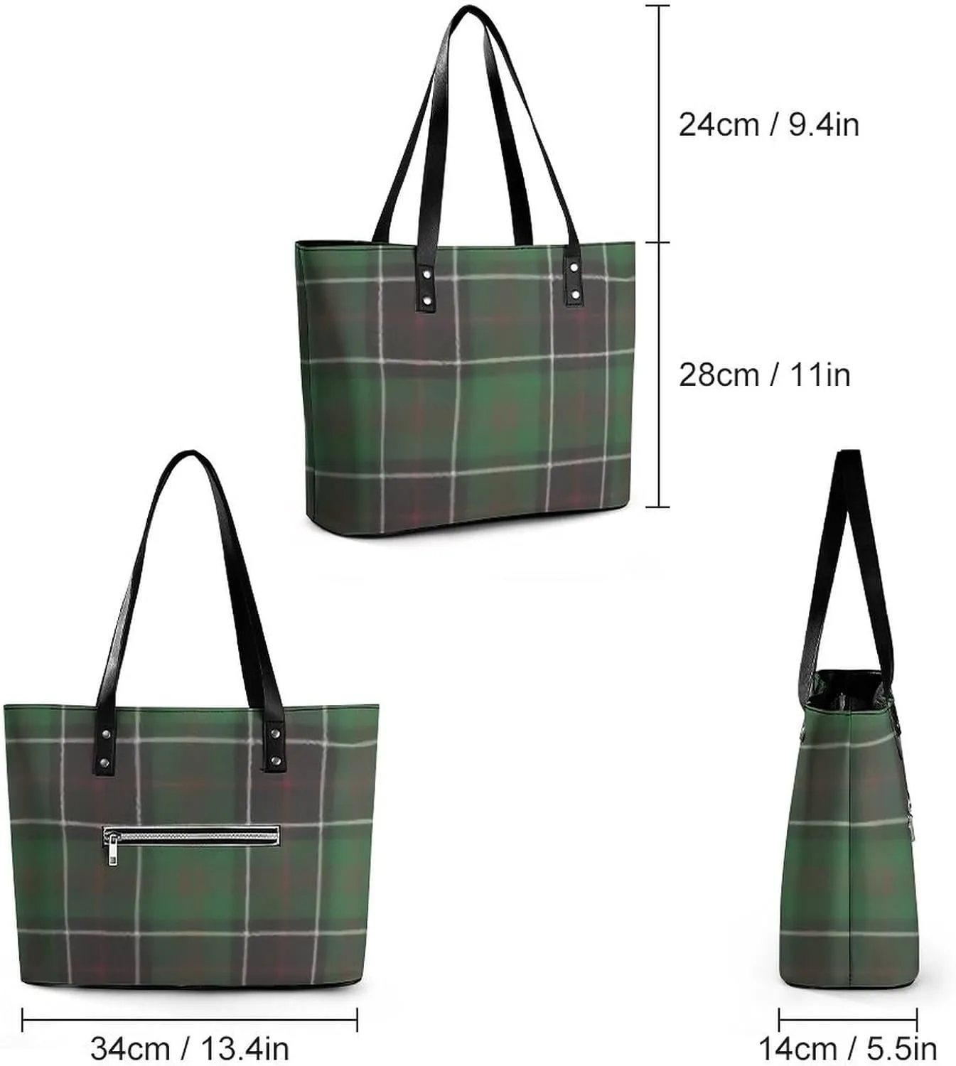 Wooden Wood Planks Large Capacity Portable Leather Handbag
