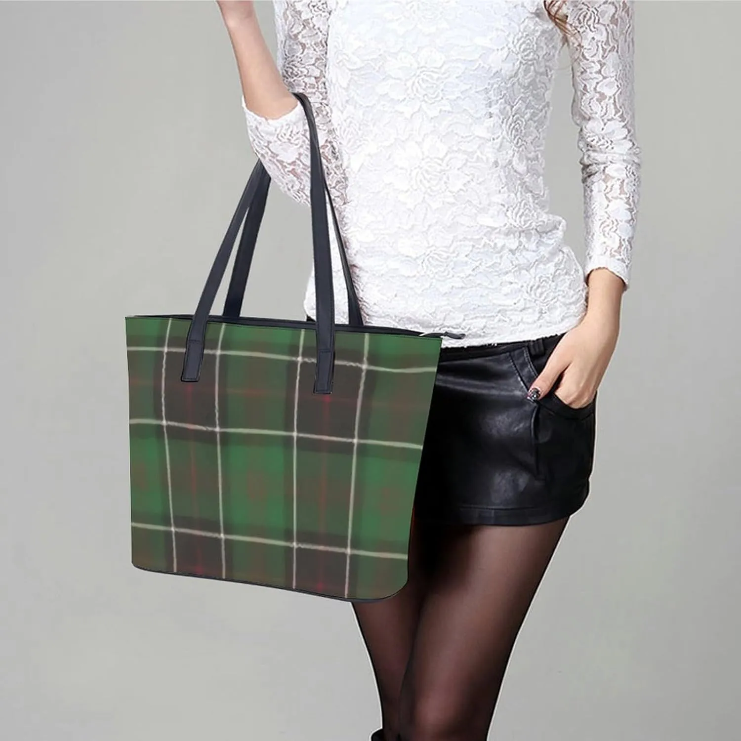 Wooden Wood Planks Large Capacity Portable Leather Handbag