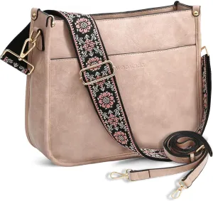 WOOMADA Hobo Handbag for Women Vegan Leather Crossbody Bags Trendy Shoulder Bag with 2 Adjustable Strap