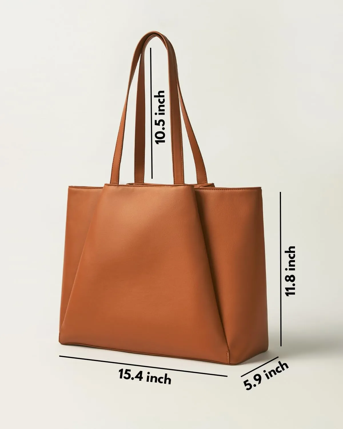 Work Tote Bags for Women 15.6 Inch - Laptop Tote Bag with Zip Compartments - Large PU Leather Office Purse Computer Briefcase