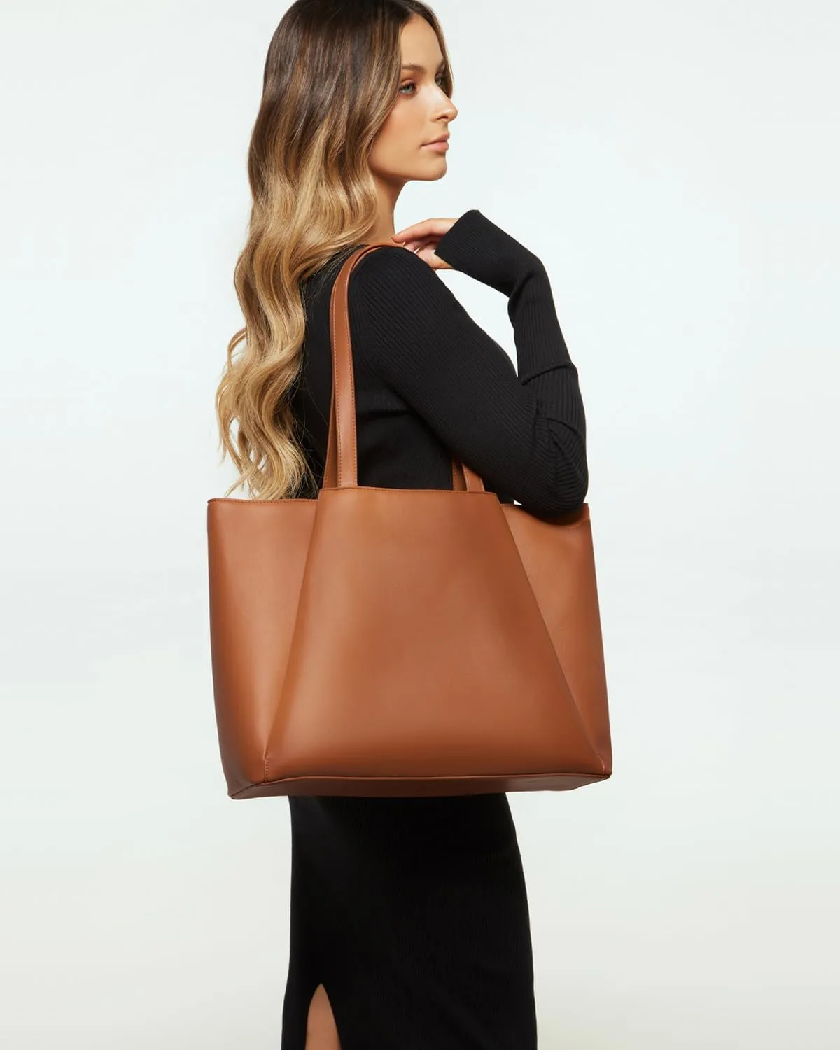 Work Tote Bags for Women 15.6 Inch - Laptop Tote Bag with Zip Compartments - Large PU Leather Office Purse Computer Briefcase