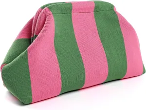 Woven Dumpling Bags for Women Pink and Green Purse Colorblock Clutch Crochet Purses Handbags Summer Beach Clutch 2025