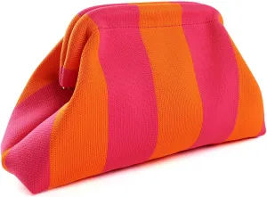 Woven Dumpling Bags for Women Pink and Green Purse Colorblock Clutch Crochet Purses Handbags Summer Beach Clutch 2025