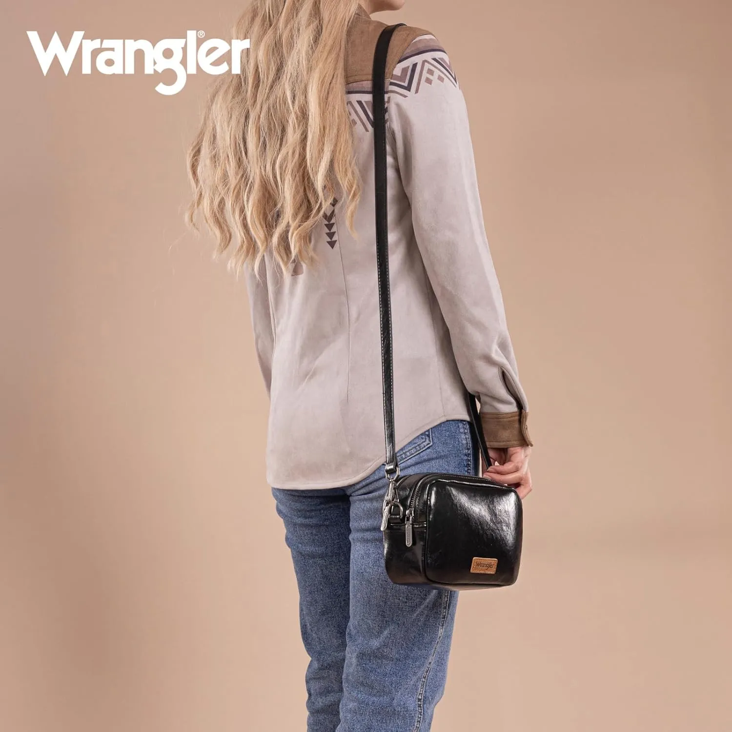 Wrangler Crossbody Bags for Women Shoulder Handbag with Dual Zipper Design