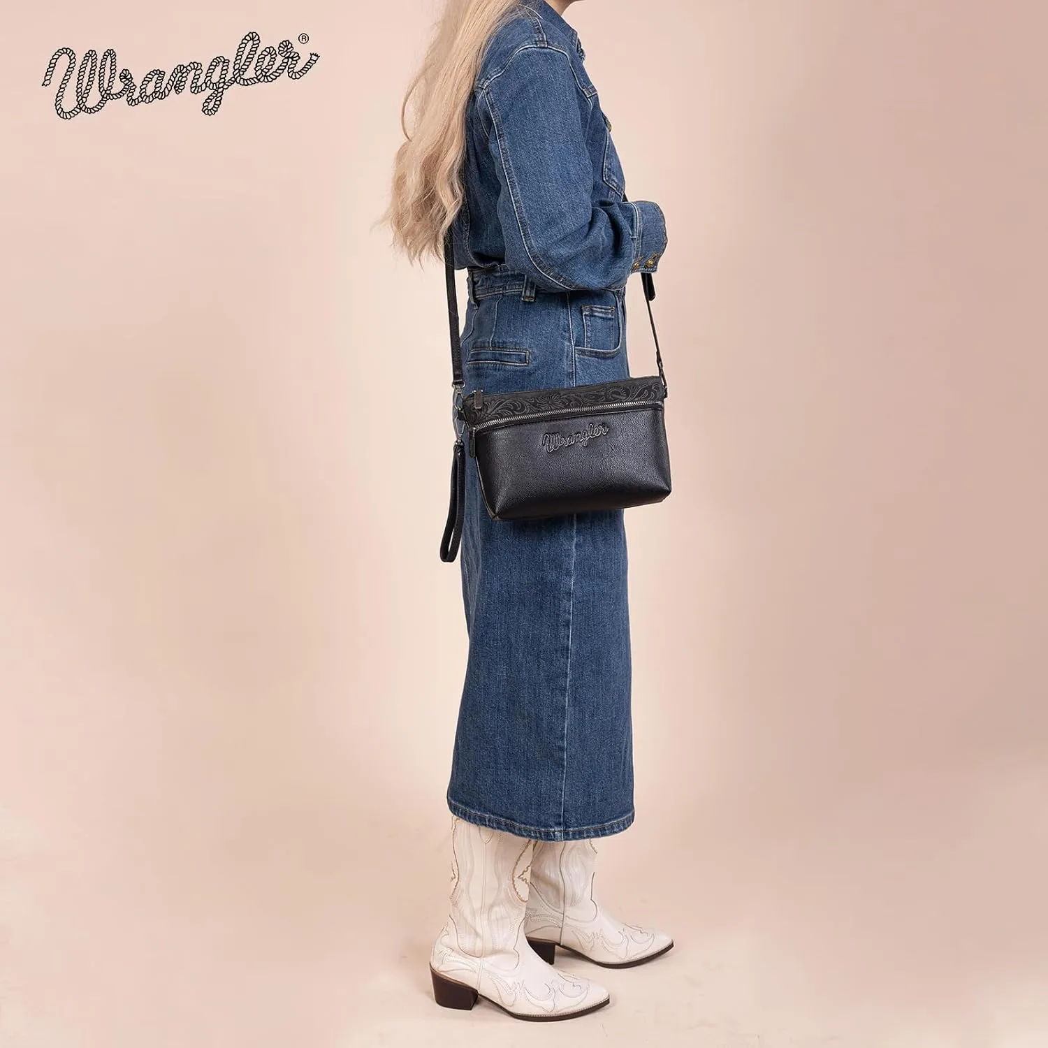 Wrangler Western Cowhide Crossbody Bags for Women Clutch Wristlet Purse