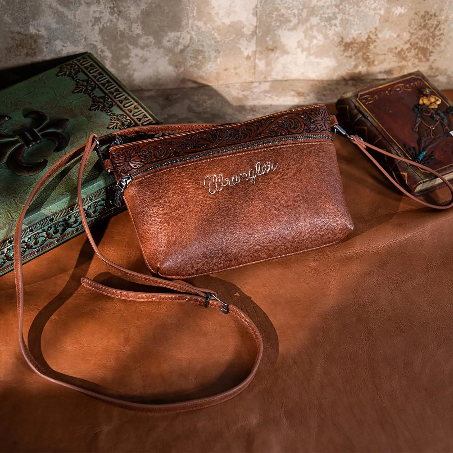 Wrangler Western Cowhide Crossbody Bags for Women Clutch Wristlet Purse