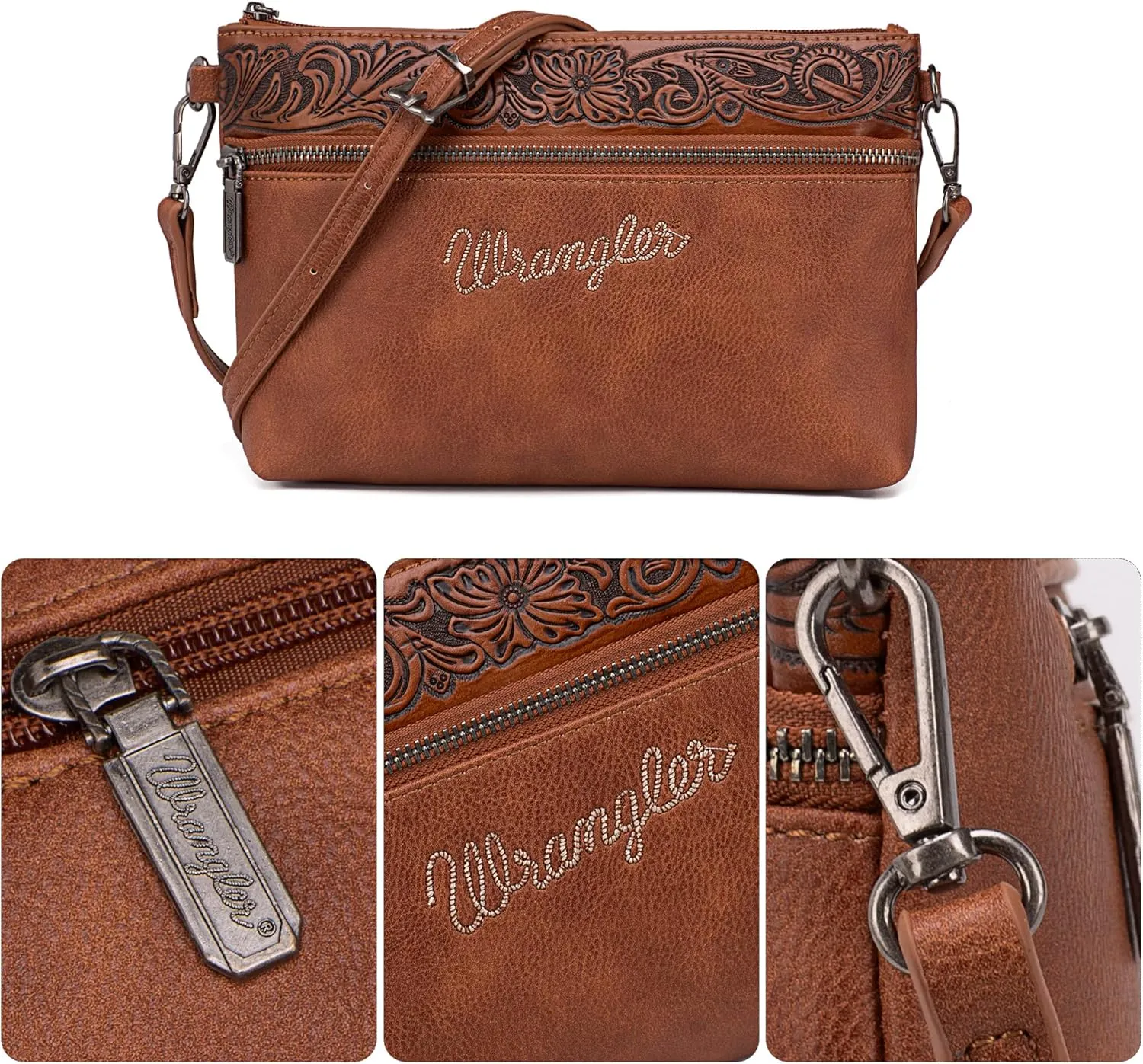 Wrangler Western Cowhide Crossbody Bags for Women Clutch Wristlet Purse