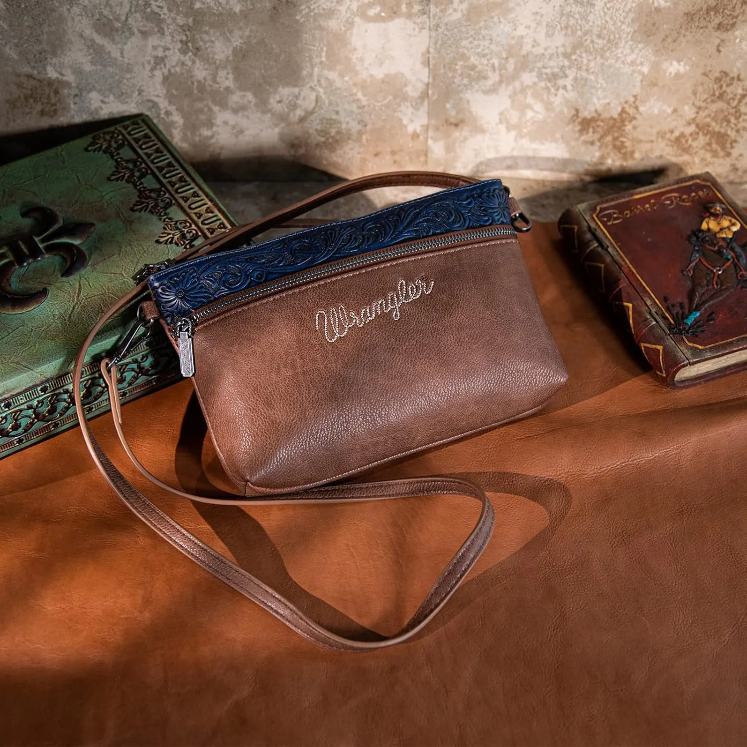 Wrangler Western Cowhide Crossbody Bags for Women Clutch Wristlet Purse
