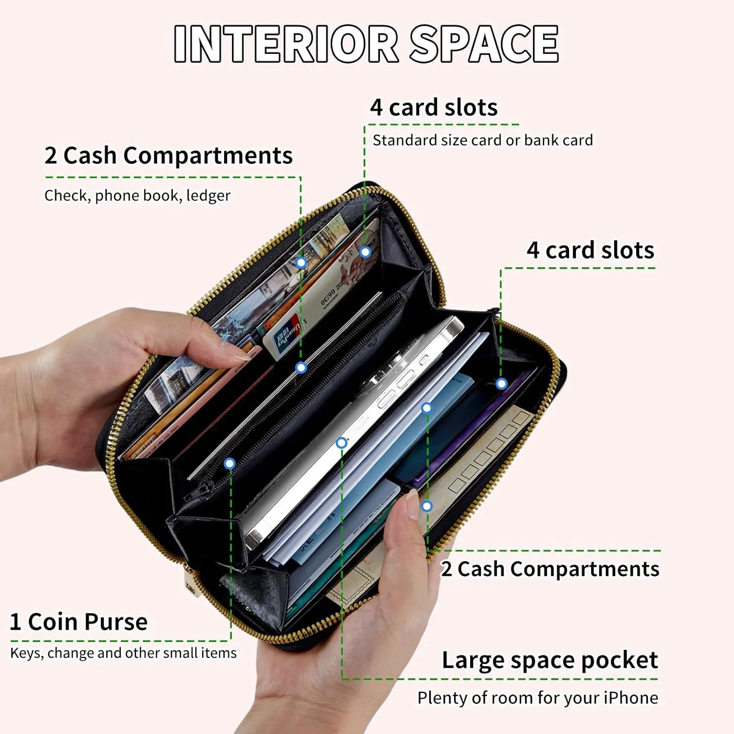 Wristlet Wallets for Women Slim Cute Zipper with RFID Blocking,PU Leather Clutch Credit Card Holder Wallets Purse for Women Ladies,Butterfly Floral