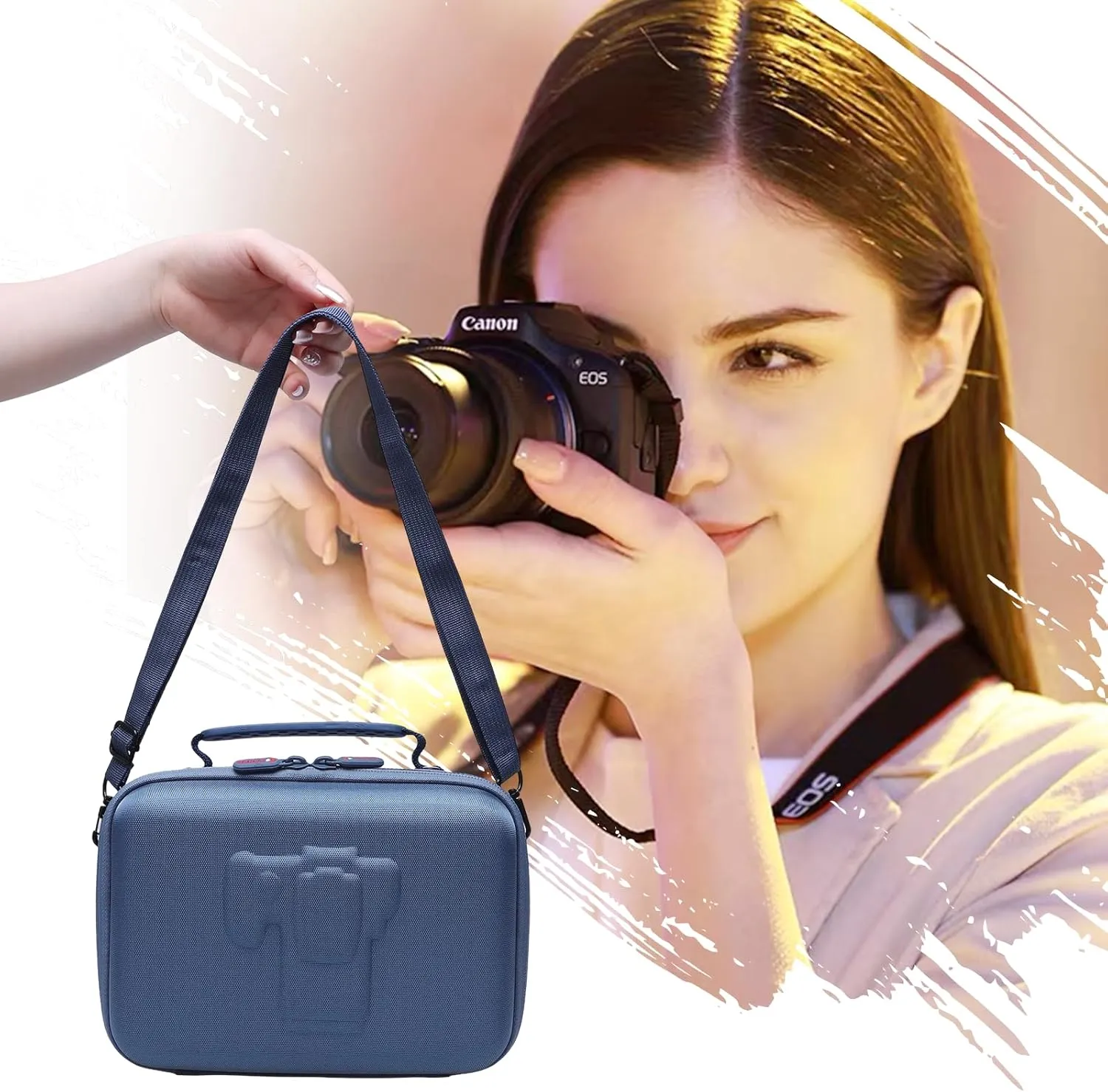 XANAD Camera Case Compatible with Canon EOS Rebel T7 / R100 / R50 / R6 Mark II / R8 / T100, Sony, Nikon DSLR Camera, Lens, Tripod, with 4 Pieces of Dividers and Shoulder Strap(Blue)