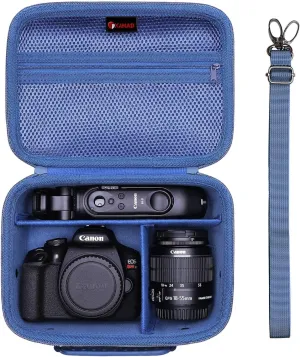 XANAD Camera Case Compatible with Canon EOS Rebel T7 / R100 / R50 / R6 Mark II / R8 / T100, Sony, Nikon DSLR Camera, Lens, Tripod, with 4 Pieces of Dividers and Shoulder Strap(Blue)