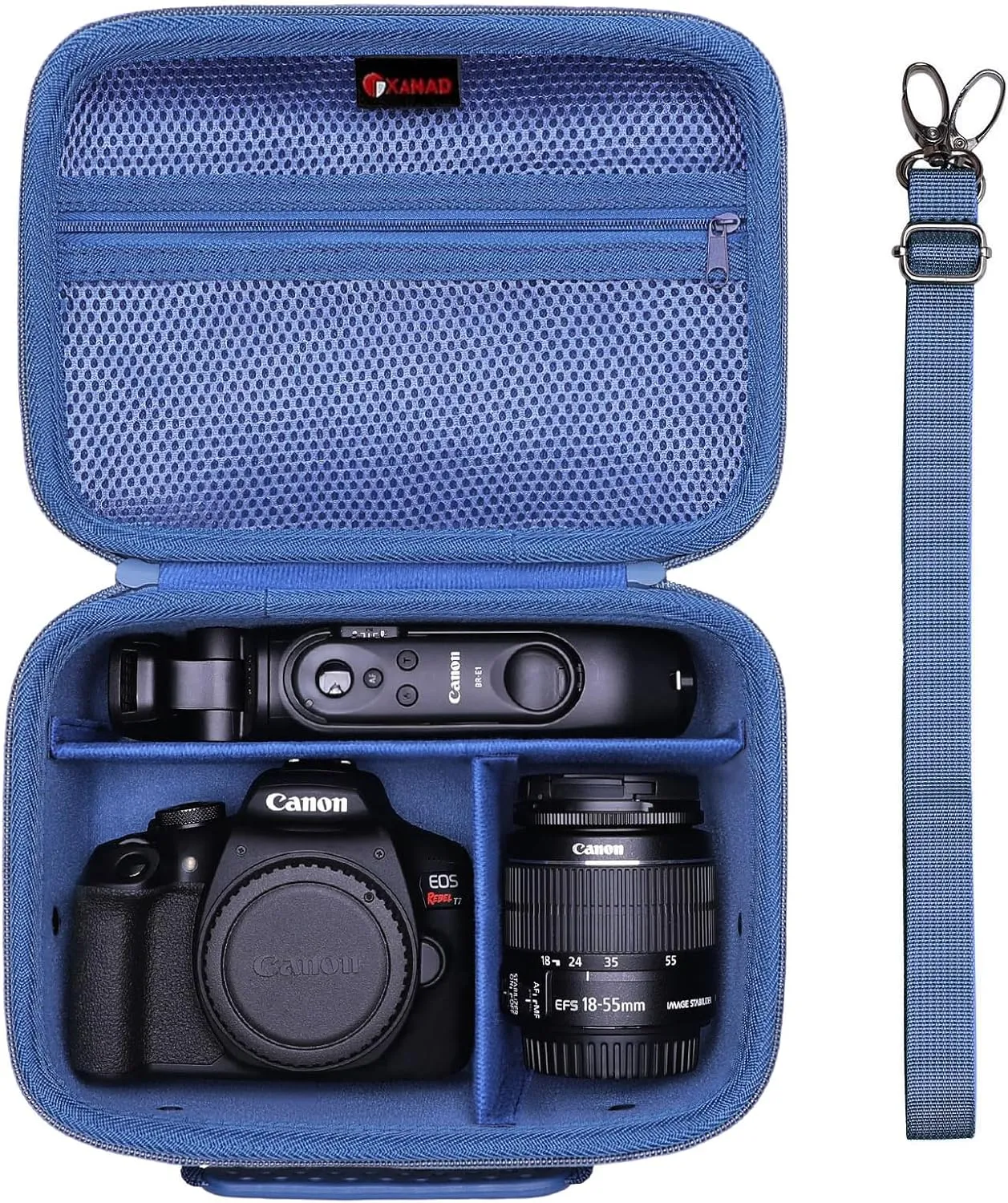 XANAD Camera Case Compatible with Canon EOS Rebel T7 / R100 / R50 / R6 Mark II / R8 / T100, Sony, Nikon DSLR Camera, Lens, Tripod, with 4 Pieces of Dividers and Shoulder Strap(Blue)