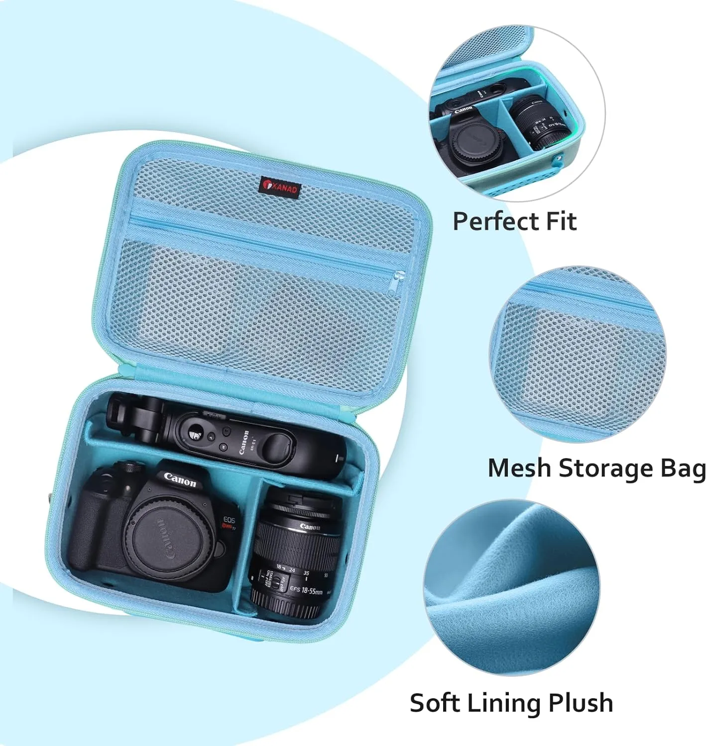XANAD Camera Case Compatible with Canon EOS Rebel T7 / R100 / R50 / R6 Mark II / R8 / T100, Sony, Nikon DSLR Camera, Lens, Tripod, with 4 Pieces of Dividers and Shoulder Strap(Green)